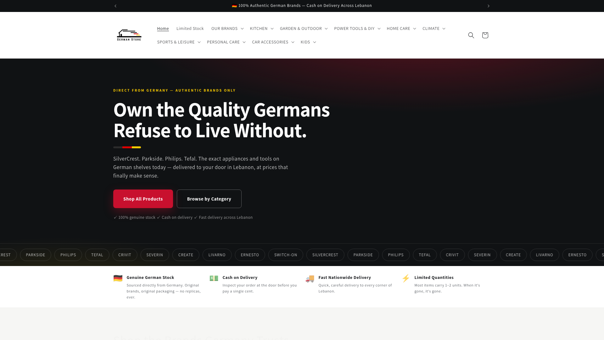 German Store website preview